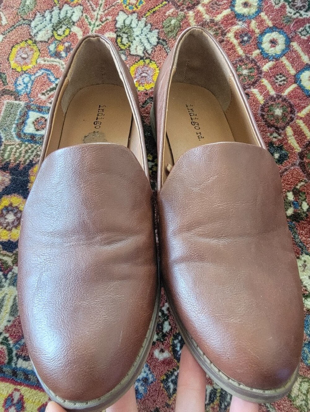Indigo Brown Leather Slip-On Flats